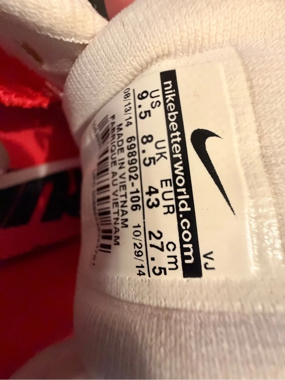 Nike Air Max White Black Bright Crimson Running Shoes Men's Size 9.5